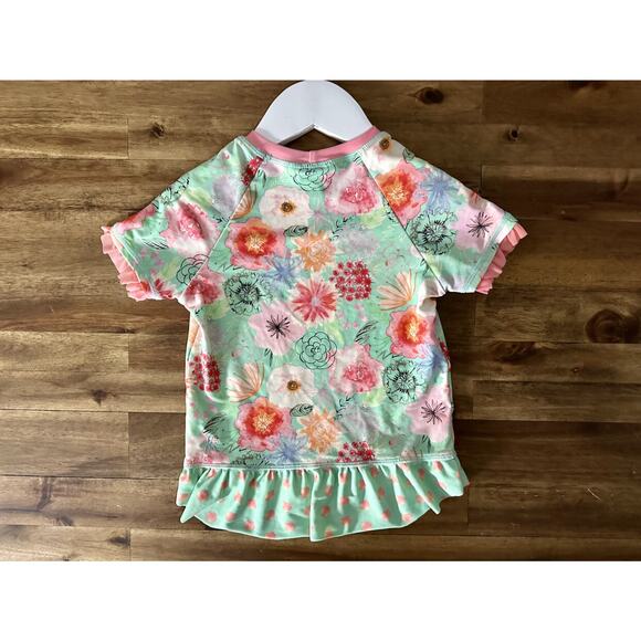 Matilda Jane The Adventure Begins Riding The Waves Floral Green Pink Rash Guard - Picture 6 of 7